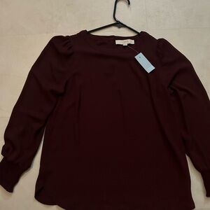 NWT Petite Small Ann Taylor Loft Burgundy Blouse